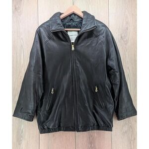 Andrew Marc Dark Brown Leather‎ Zip-Up Jacket Quilted Lining Women's XS | Saks